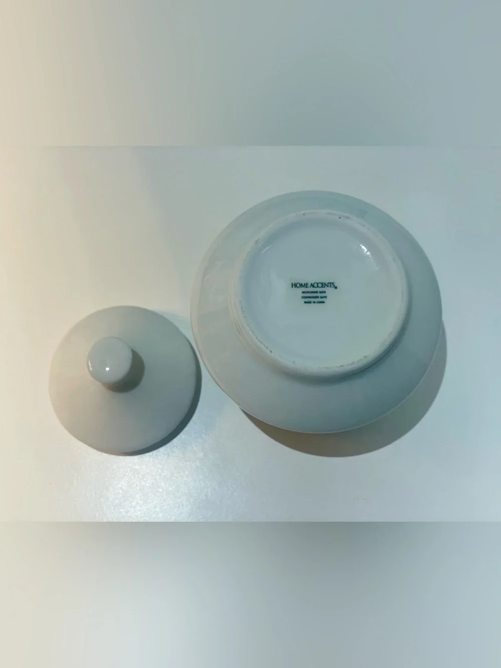 Home Accents White Ceramic Sugar Bowl with Lid | Microwave & Dishwasher Safe